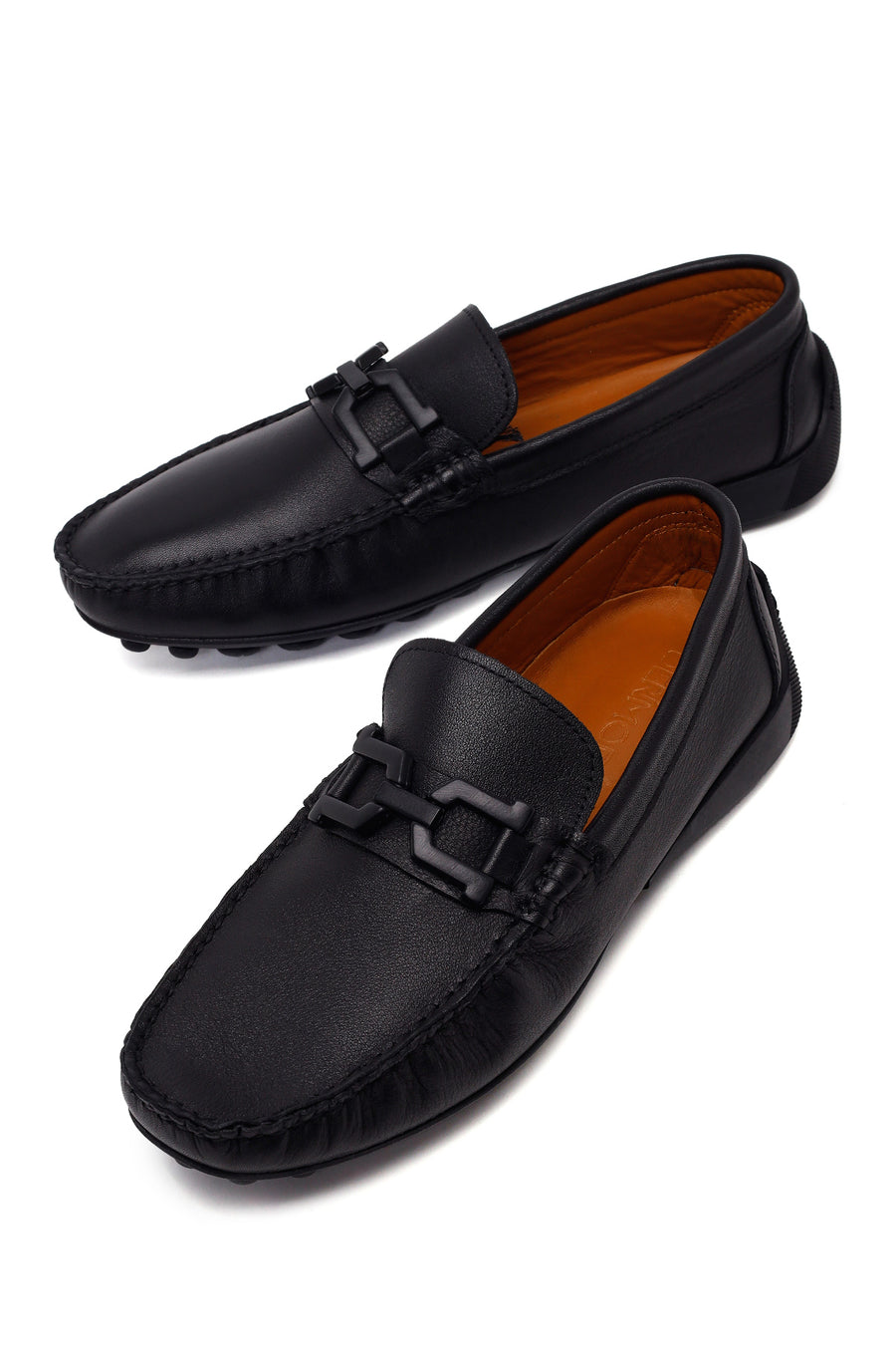 Erkek Siyah Tokalı Deri Loafer