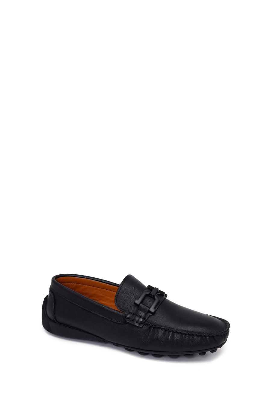 Erkek Siyah Tokalı Deri Loafer