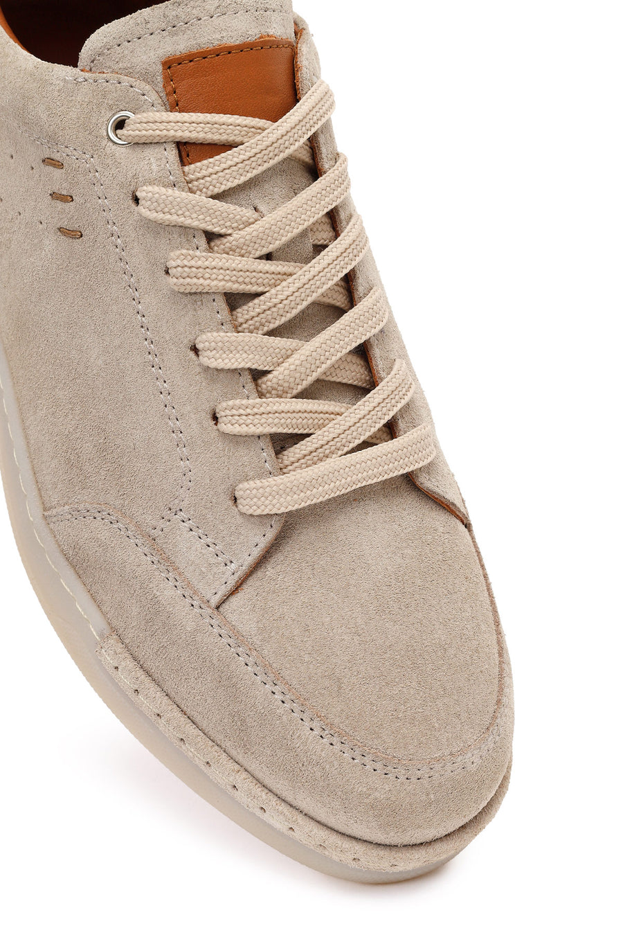Erkek Bej Bağcıklı Süet Deri Sneaker