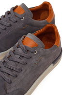 Erkek Gri Bağcıklı Süet Deri Sneaker | Derimod