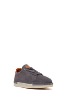 Erkek Gri Bağcıklı Süet Deri Sneaker | Derimod