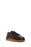 Erkek Siyah Bağcıklı Deri Sneaker | Derimod