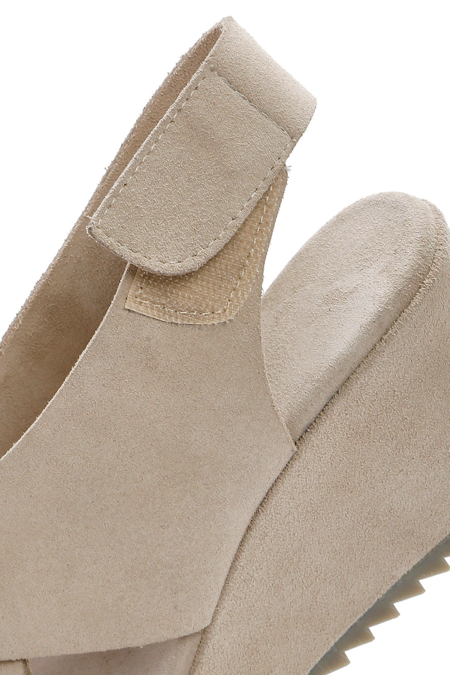 Women's Beige Back Strap Wedge Heel Suede Leather Sandals