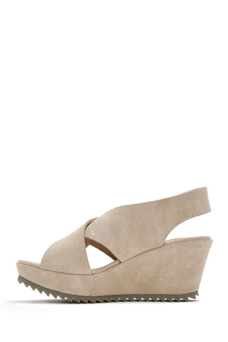 Women's Beige Back Strap Wedge Heel Suede Leather Sandals