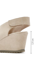 Women's Beige Back Strap Wedge Heel Suede Leather Sandals | Derimod