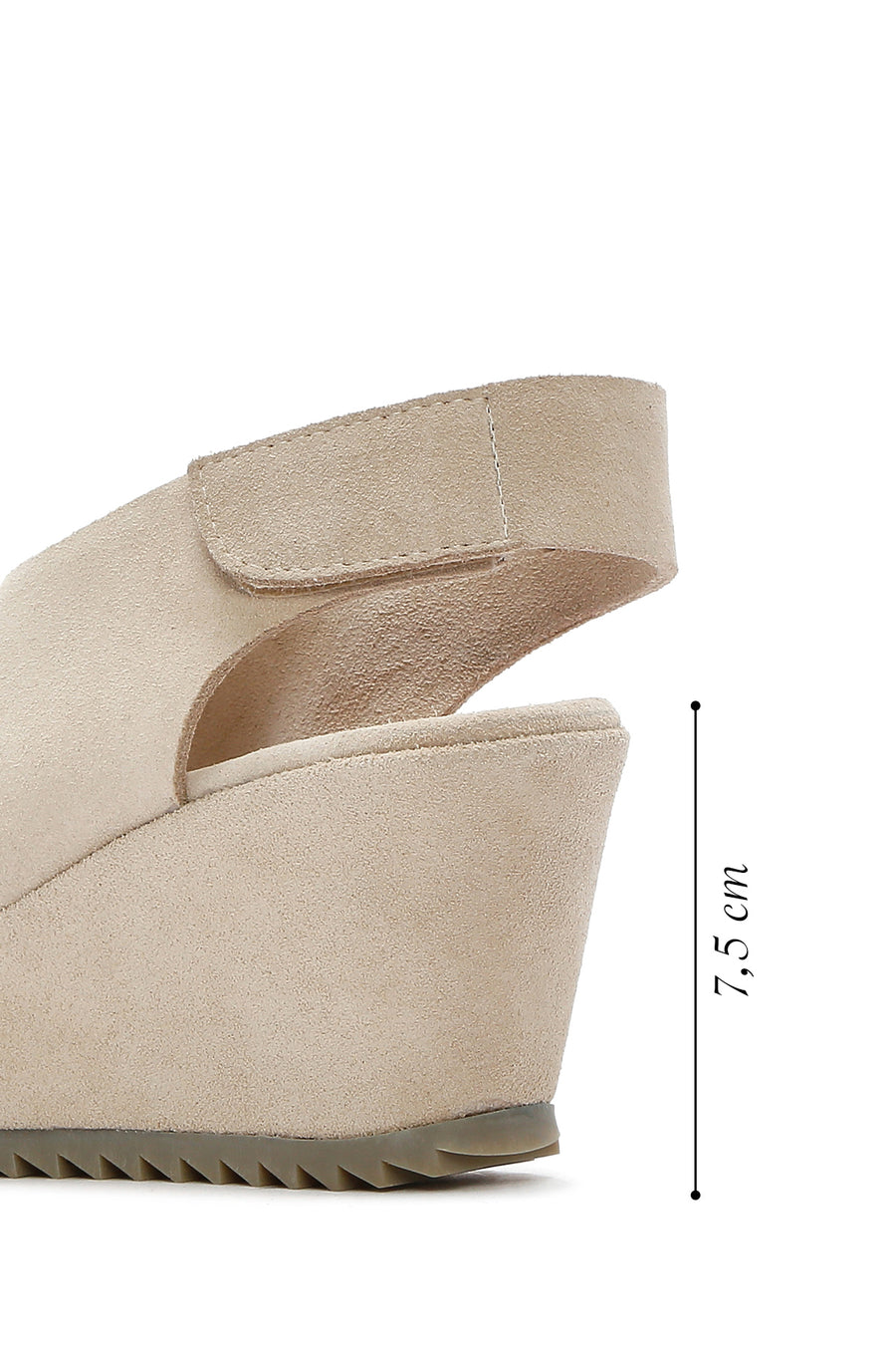 Women's Beige Back Strap Wedge Heel Suede Leather Sandals