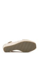 Women's Beige Back Strap Wedge Heel Suede Leather Sandals | Derimod