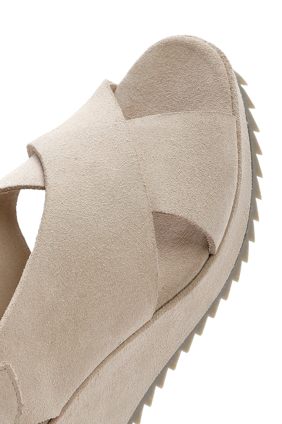 Women's Beige Back Strap Wedge Heel Suede Leather Sandals