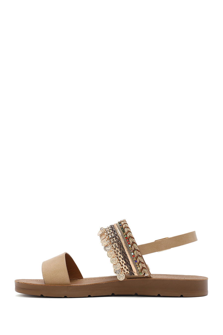 Women's Beige Back Tie Stone Sandals