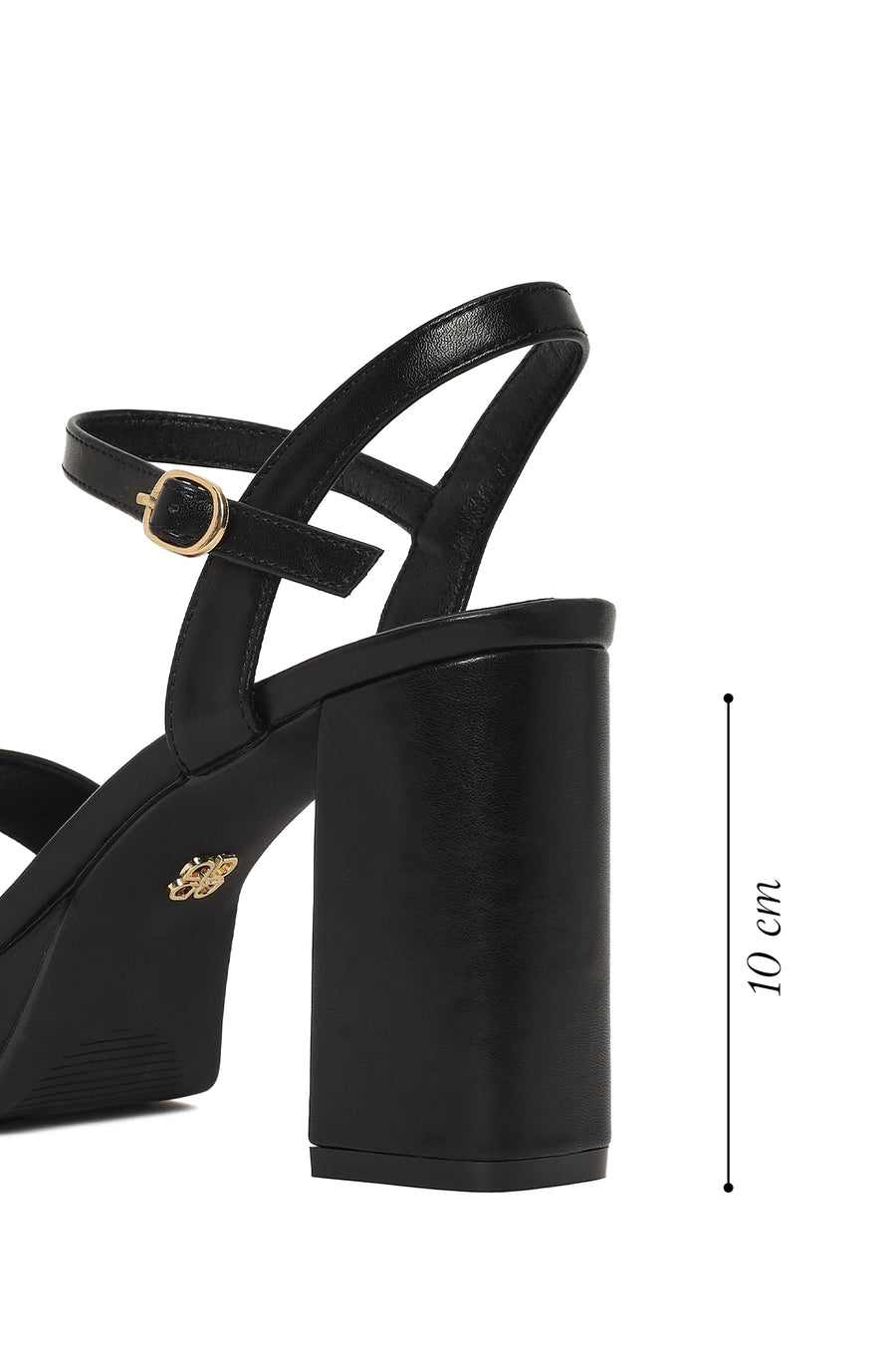 Woman Black Buckle Platform Chunky High-Heeled Sandals