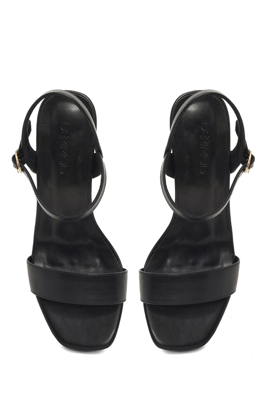 Woman Black Buckle Platform Chunky High-Heeled Sandals