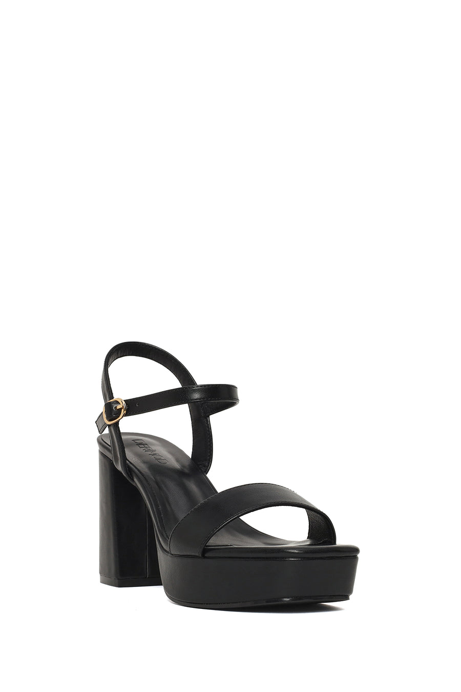 Woman Black Buckle Platform Chunky High-Heeled Sandals