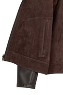 Clint Male Brown Mandarin Collar Double-Sided Suede Leather Jacket | Derimod