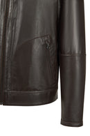 Clint Male Brown Mandarin Collar Double-Sided Suede Leather Jacket | Derimod