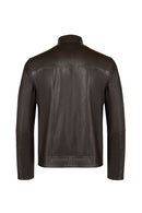 Clint Male Brown Mandarin Collar Double-Sided Suede Leather Jacket | Derimod