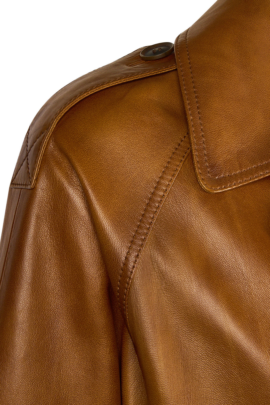Gabriela Woman Camel A-Form Double-Breasted Leather Jacket