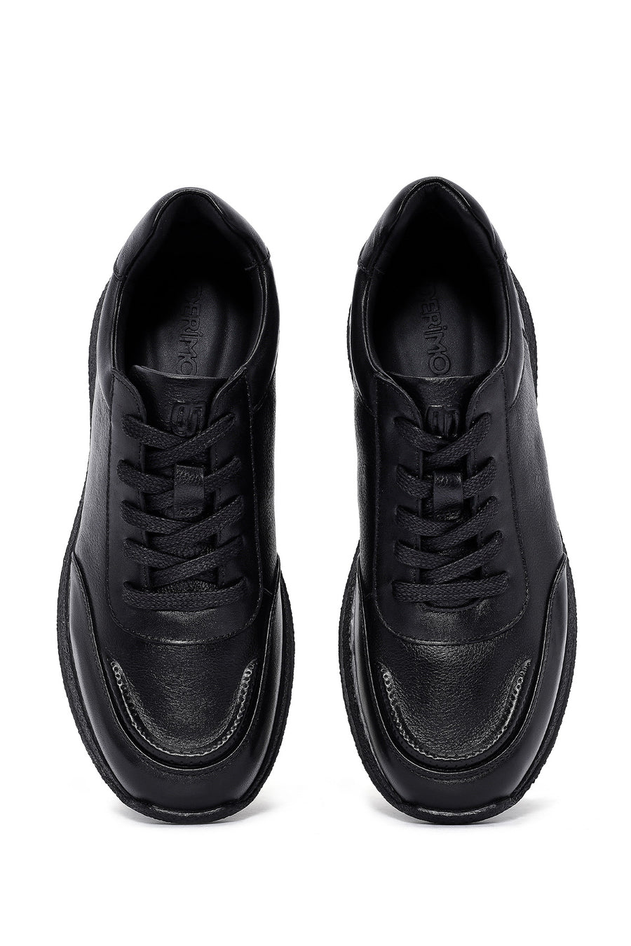 Erkek Siyah Bağcıklı Deri Sneaker