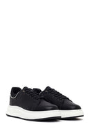 Men's Black Lace-up Thick-Sole Leather Sneaker | Derimod