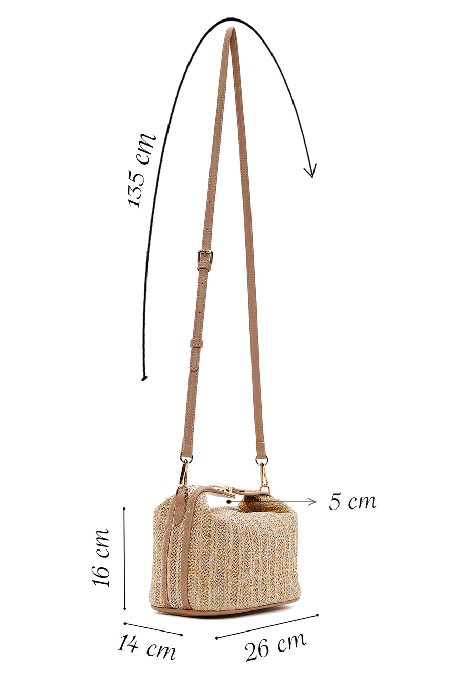 Women's Beige Long Straw Mini Handbag