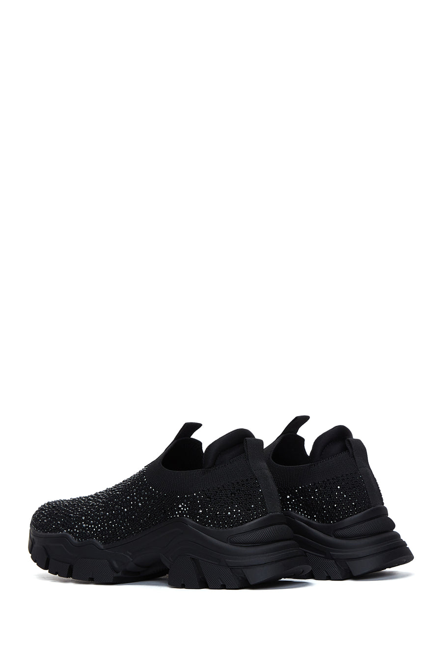 Derimod Zero Women's Black Thick-Soled Jeweled Fabric Sneaker