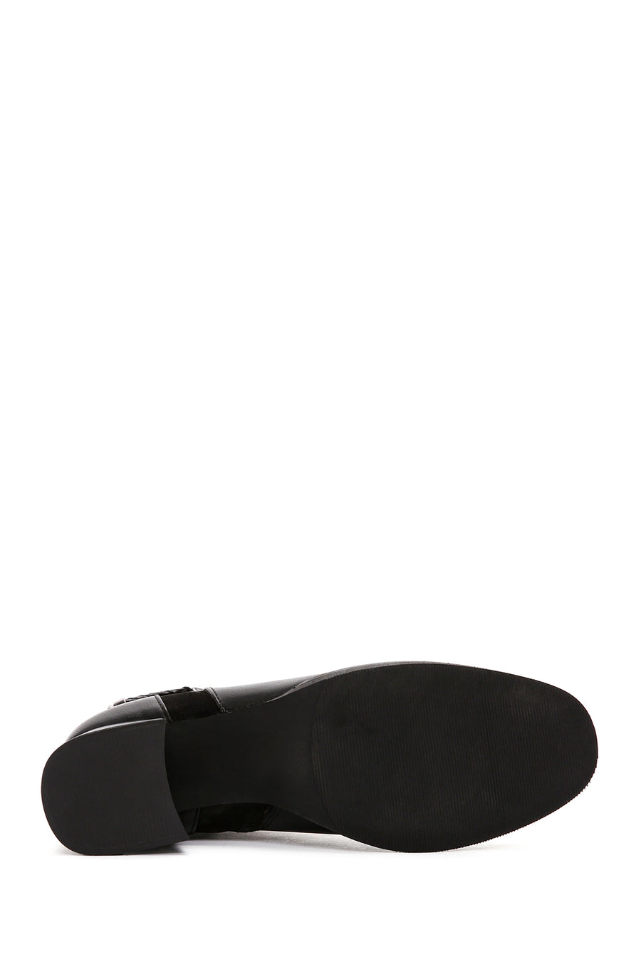 Women's Black Zipper Heeled Leather Boots
