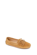 Kadın Camel Püsküllü Süet Deri Loafer | Derimod