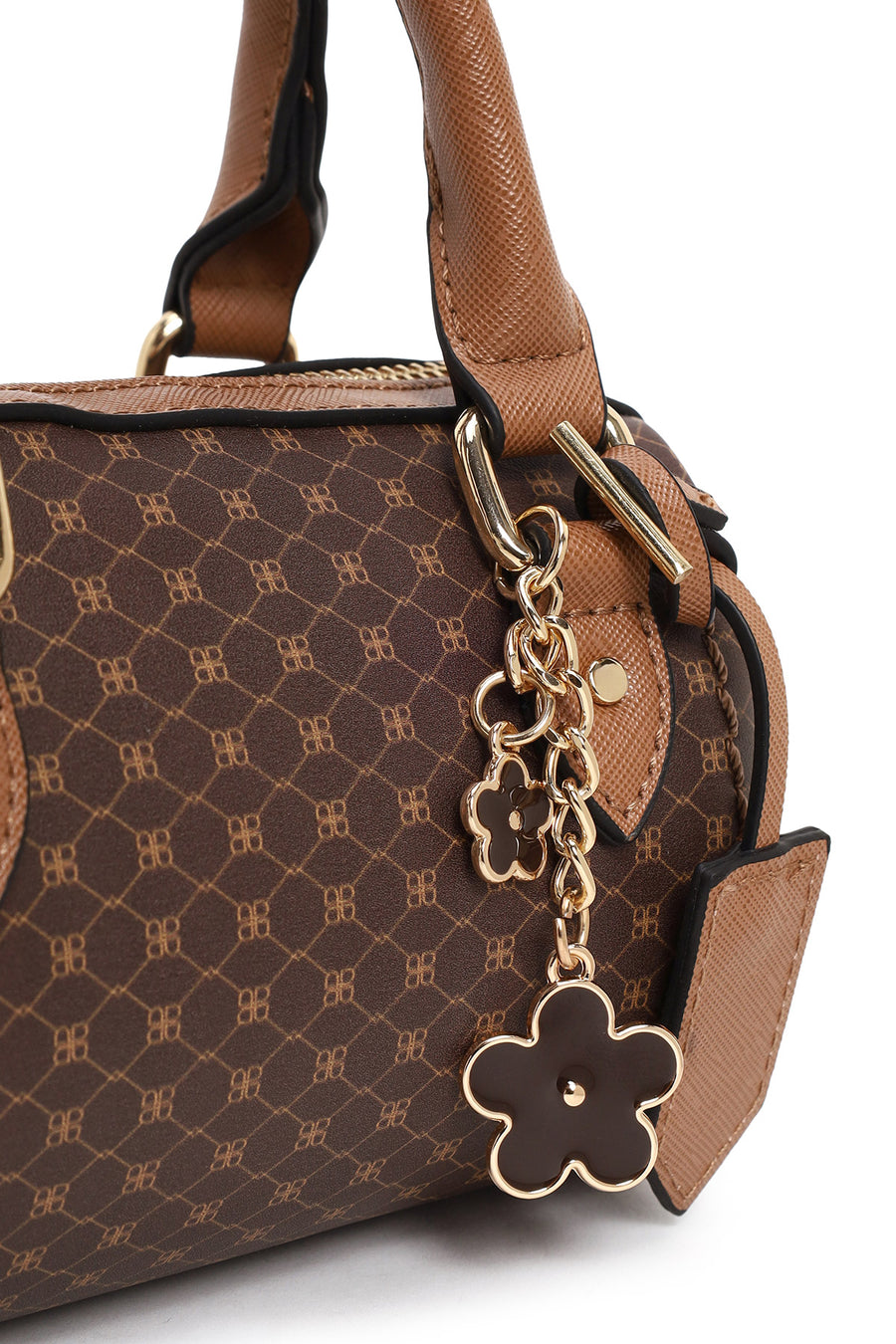 Woman Brown Long-Strap Printed Mini Crossbody Bag