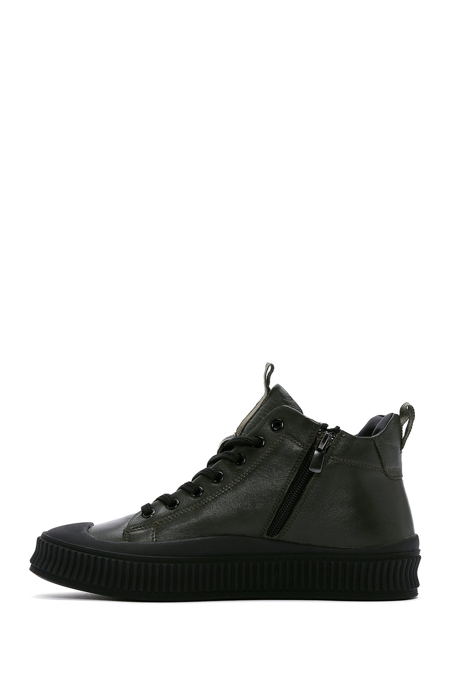 Men's Khaki Leather High Top Sneaker