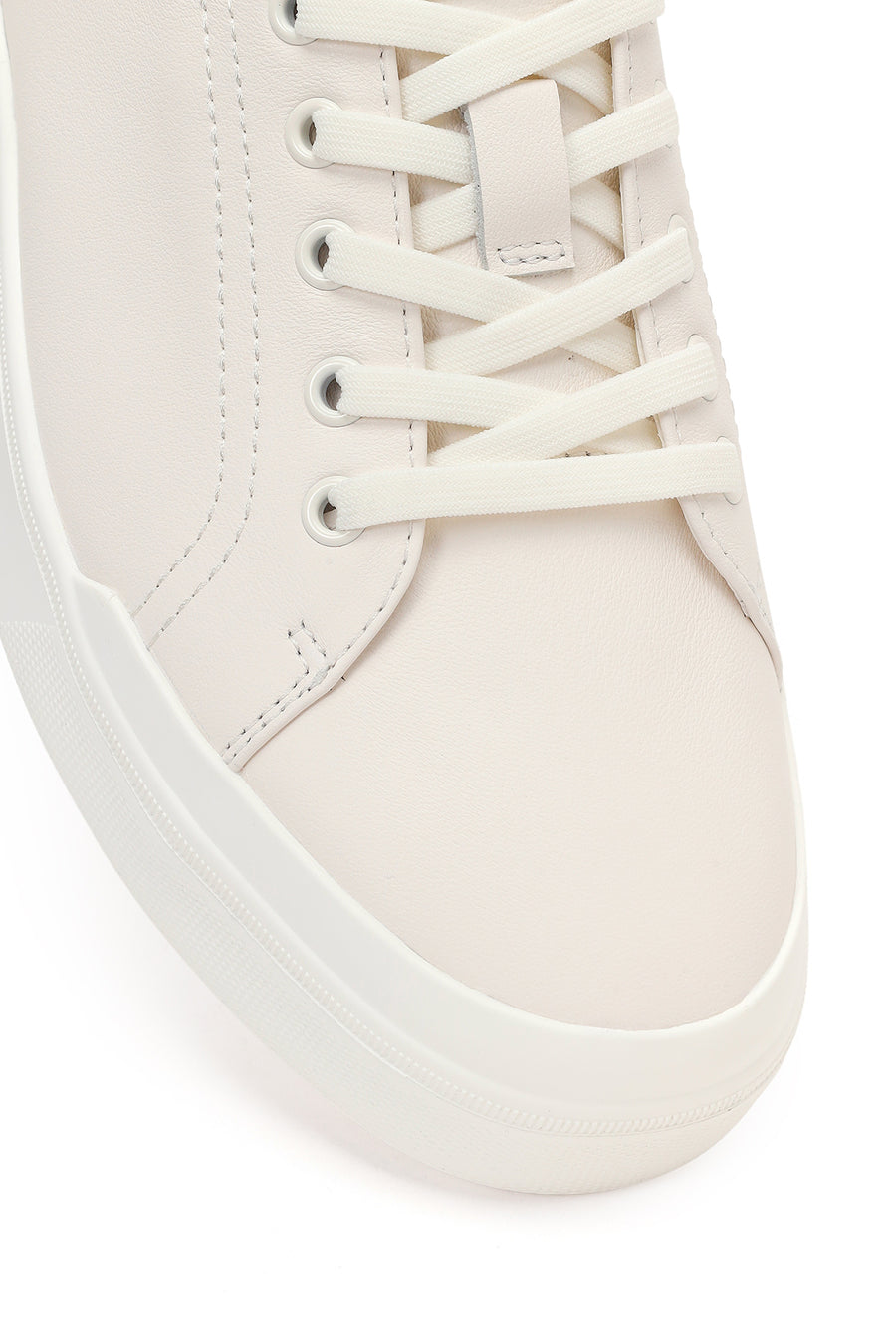 Erkek Beyaz Bağcıklı Deri Sneaker