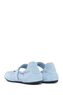 Women's Blue Strap Leather Sport Ballet Flats | Derimod