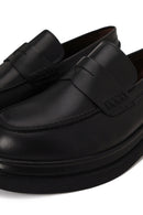 Male Black Thick-Soled Leather Loafer | Derimod