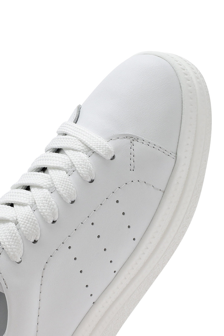 Kadın Beyaz Bağcıklı Deri Sneaker