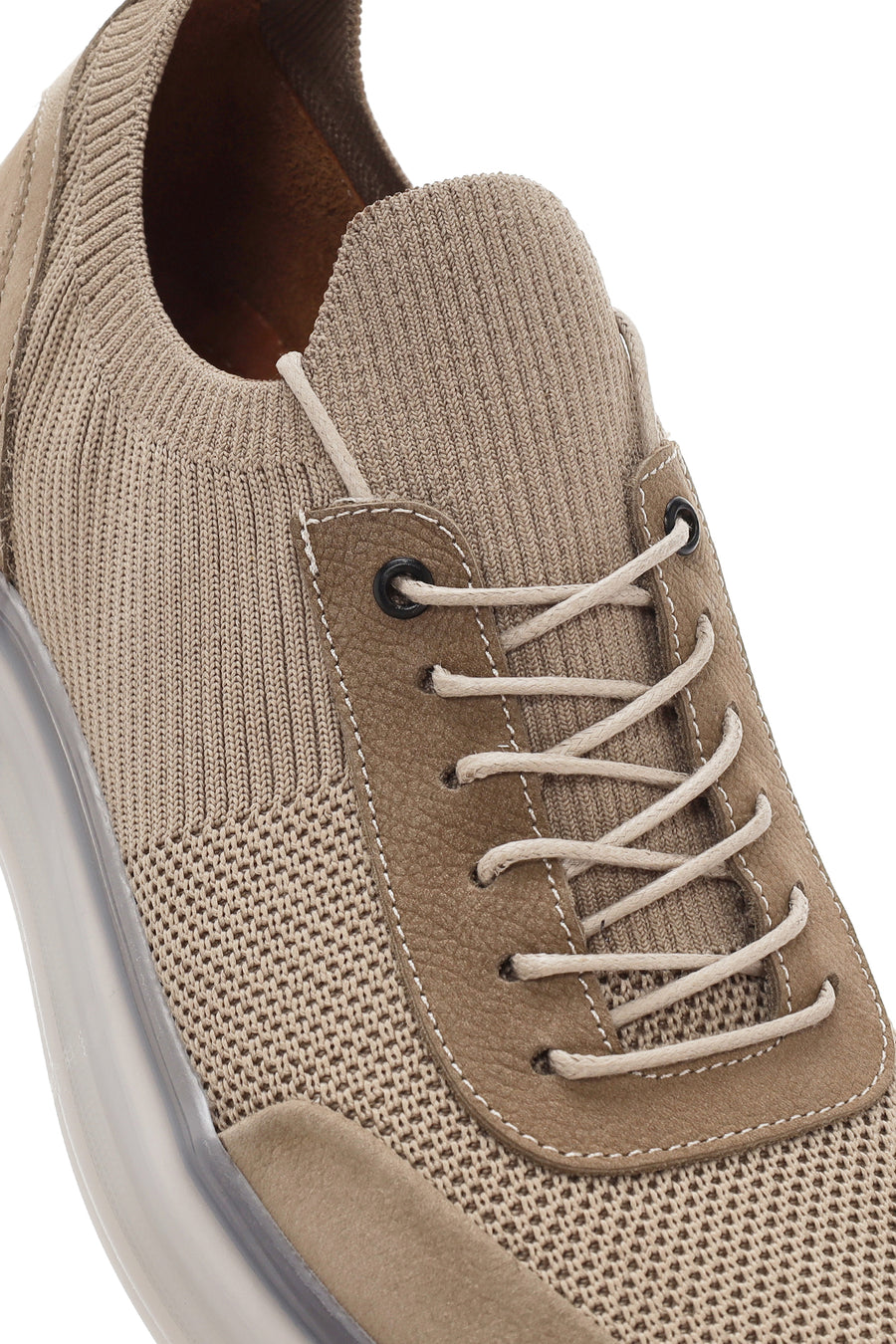 Erkek Vizon Kalın Tabanlı Bağcıklı Kumaş Sneaker