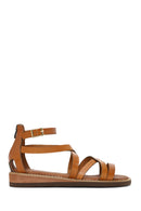 Woman Tan Ankle-Buckle Leather Bodrum Sandal | Derimod