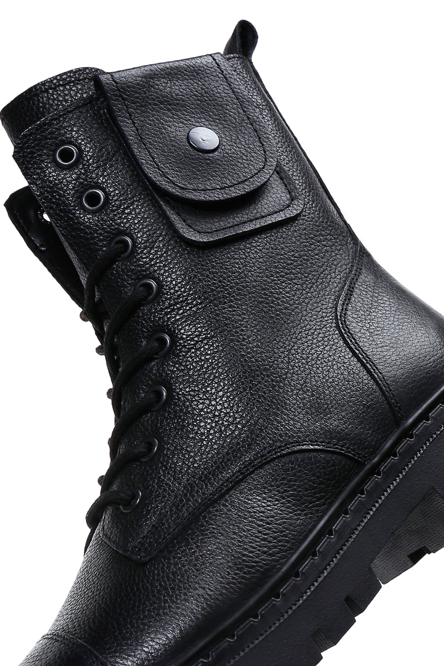 Men's Black Leather Boots Flat Boots