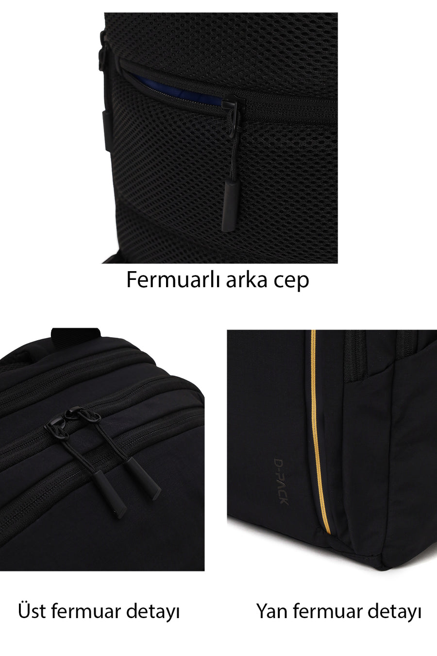 Unisex Black Fabric Backpack