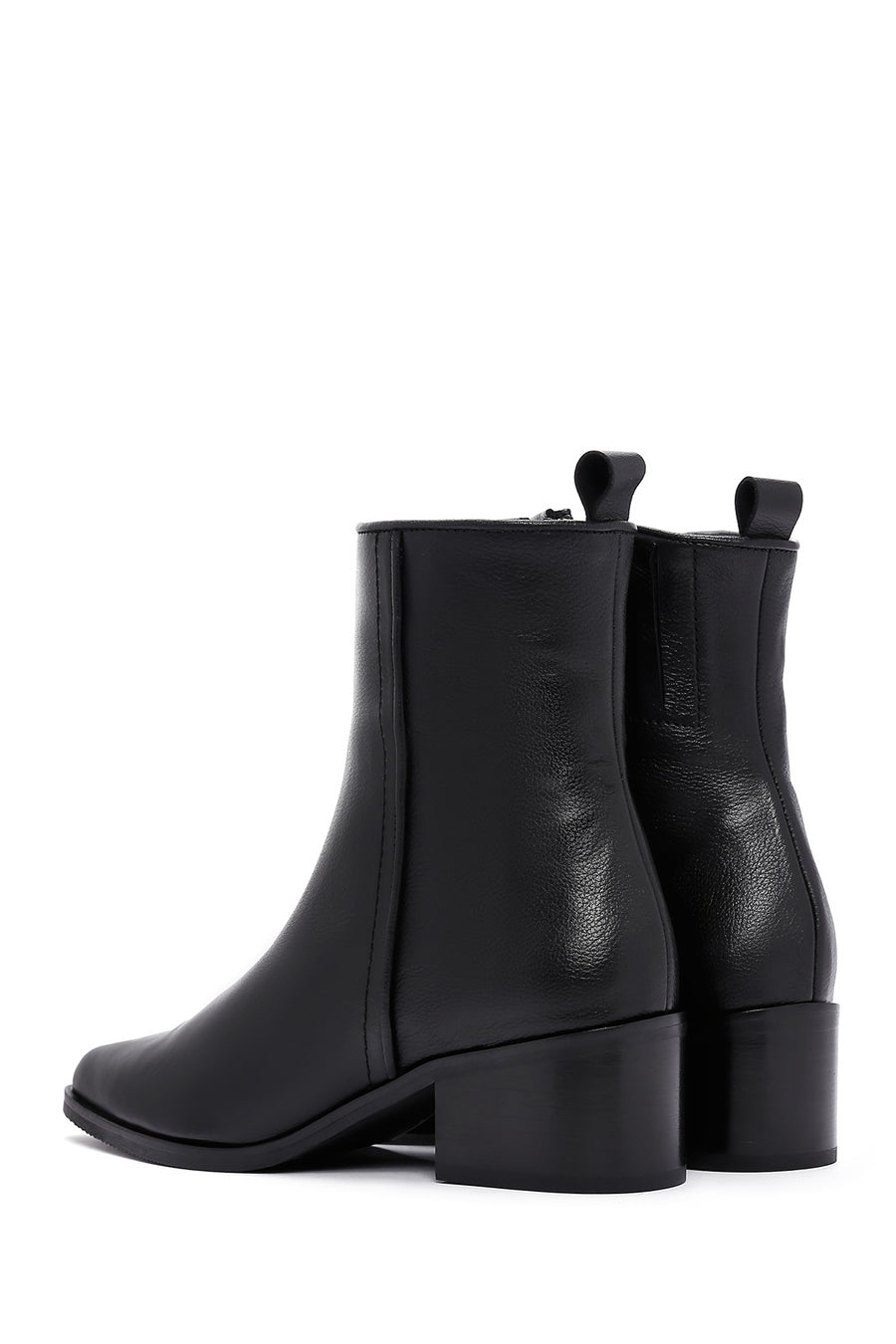 Women's Black Leather Zippered Boots