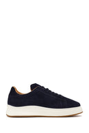 Male Navy Blue Lace-up Thick-soled Suede Leather Sneaker | Derimod