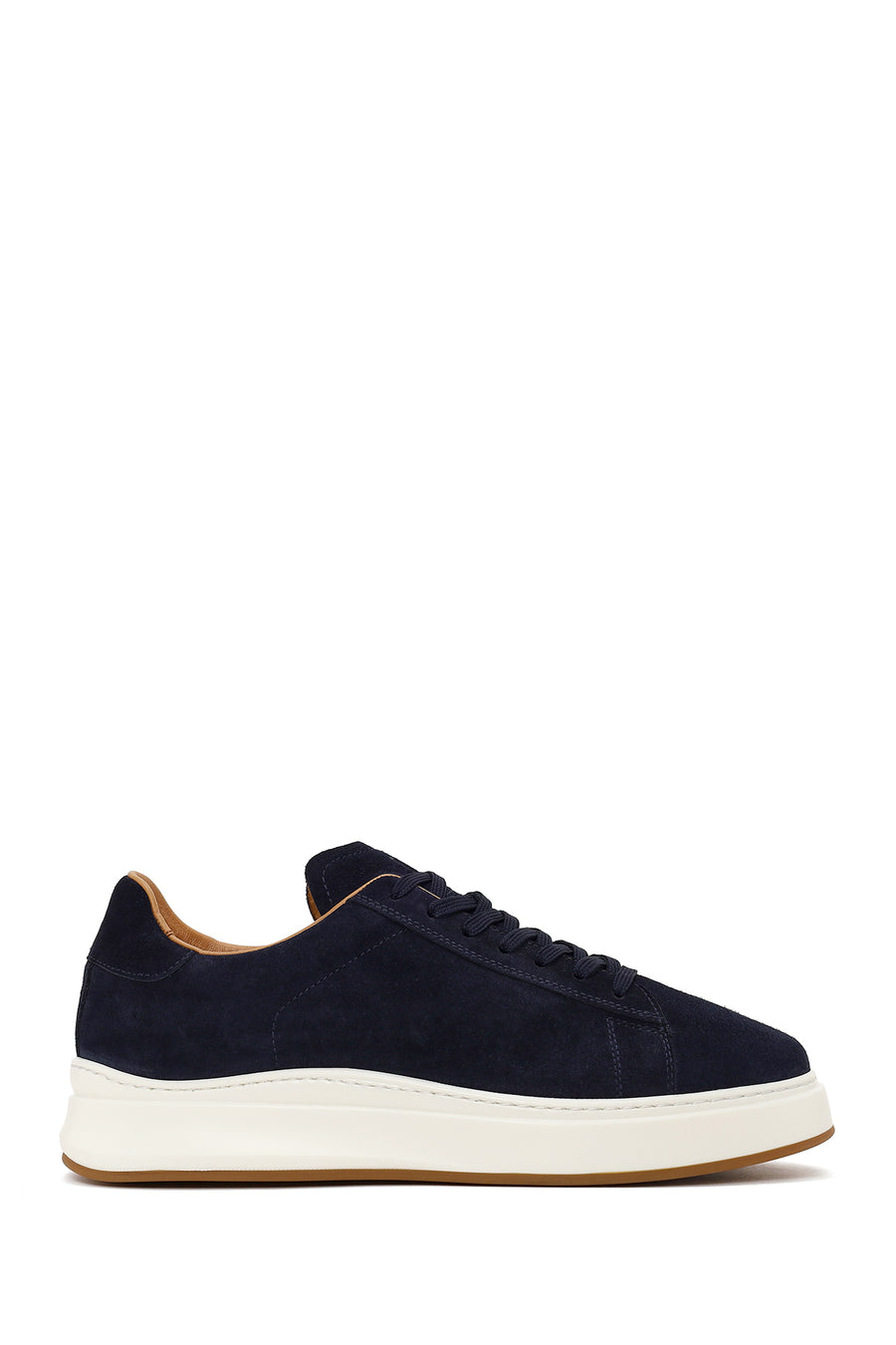 Male Navy Blue Lace-up Thick-soled Suede Leather Sneaker WM710014DS | Derimod