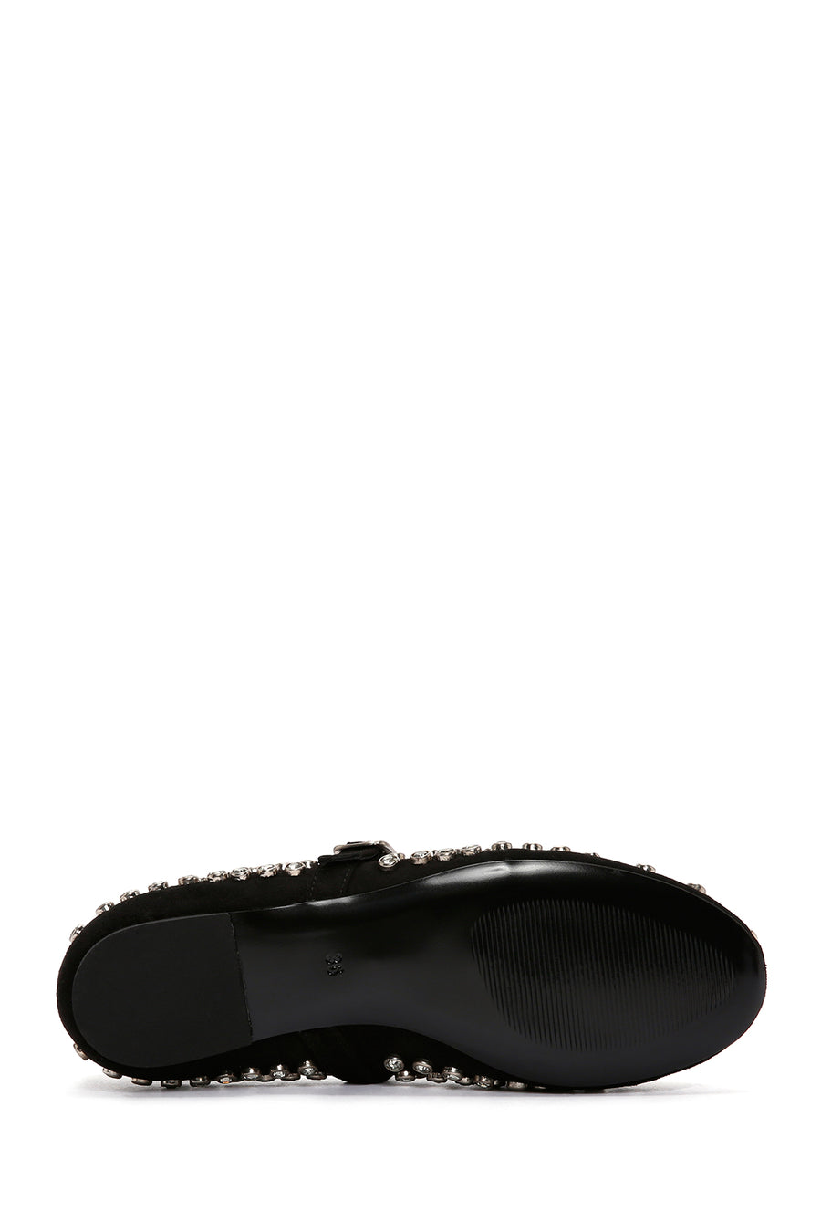 Woman Black Embellished Leather Ballet Flat