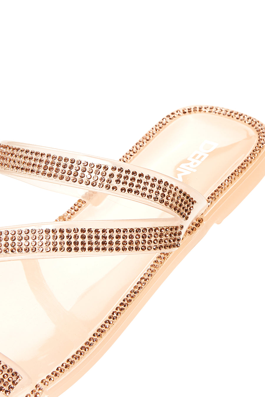 Women's Pink Jelly Transparent Stone Flat Slippers