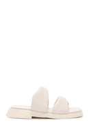 Women's Beige Leather Comfort Slippers | Derimod