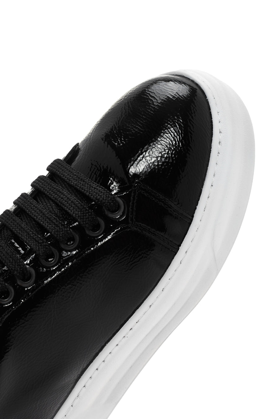 Kadın Siyah Rugan Kalın Tabanlı Sneaker