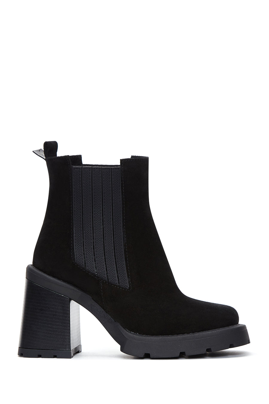 Women's Black Suede Leather Heeled Chelsea Boots 22WFD136710 | Derimod