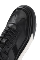 Erkek Siyah Bağcıklı Deri Sneaker | Derimod