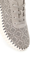 Woman Gray Lace-Up Thick-Soled Patterned Sneaker | Derimod