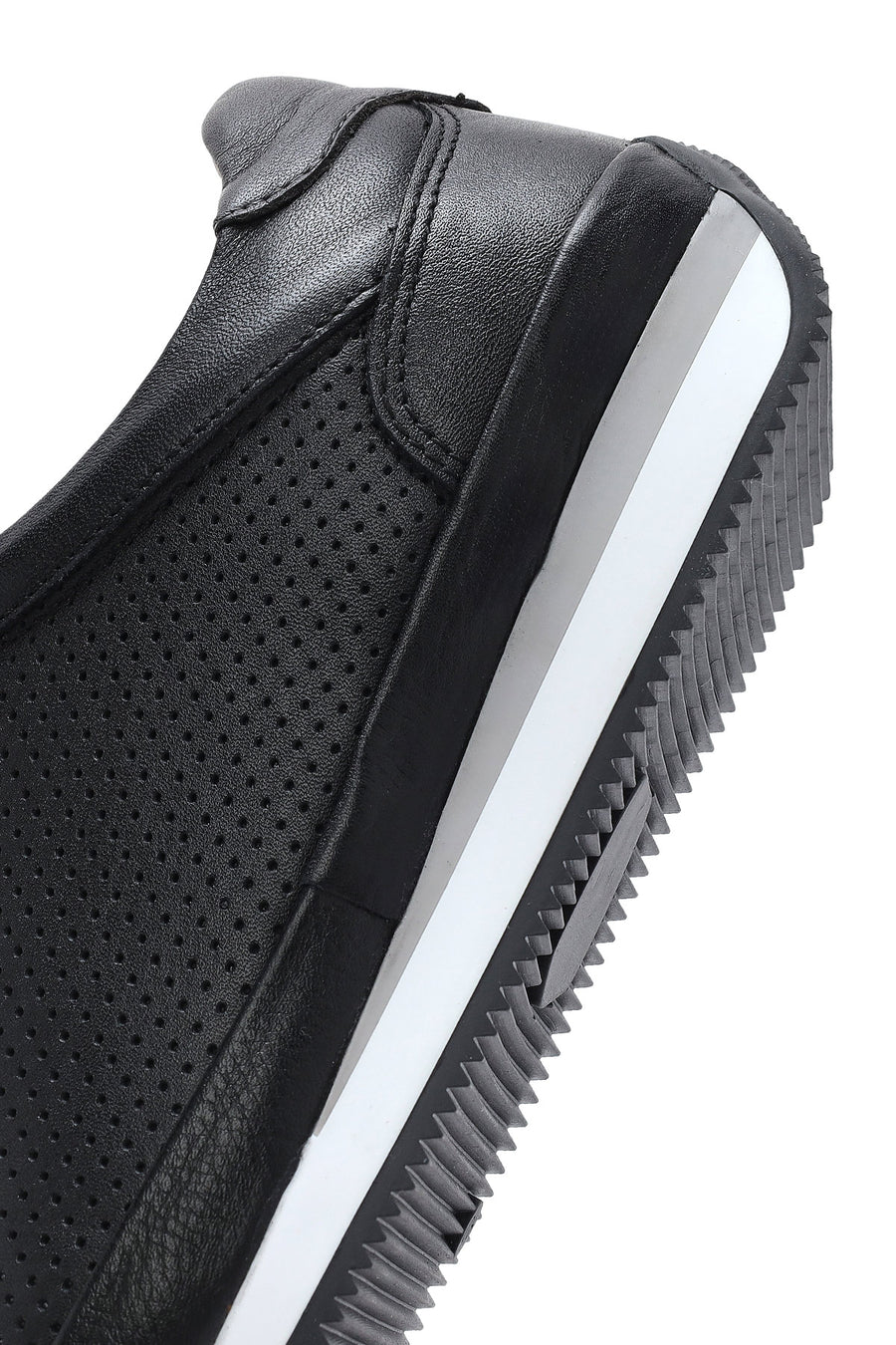 Erkek Siyah Bağcıklı Deri Casual Sneaker