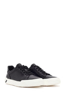 Erkek Siyah Bağcıklı Deri Sneaker | Derimod
