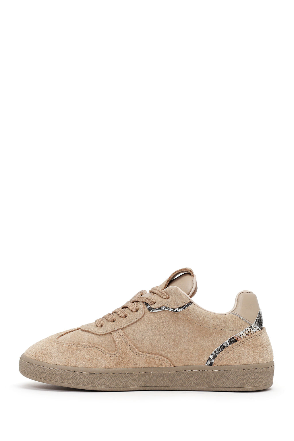 Kadın Bej Bağcıklı Süet Deri Sneaker