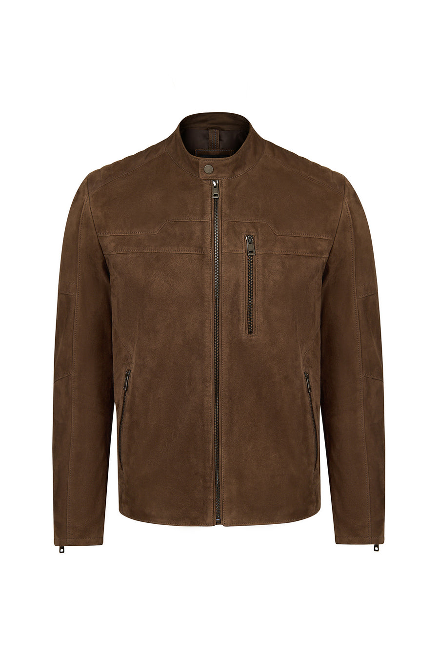 Ronaldo Male Tan Zip Closure Suede Jacket